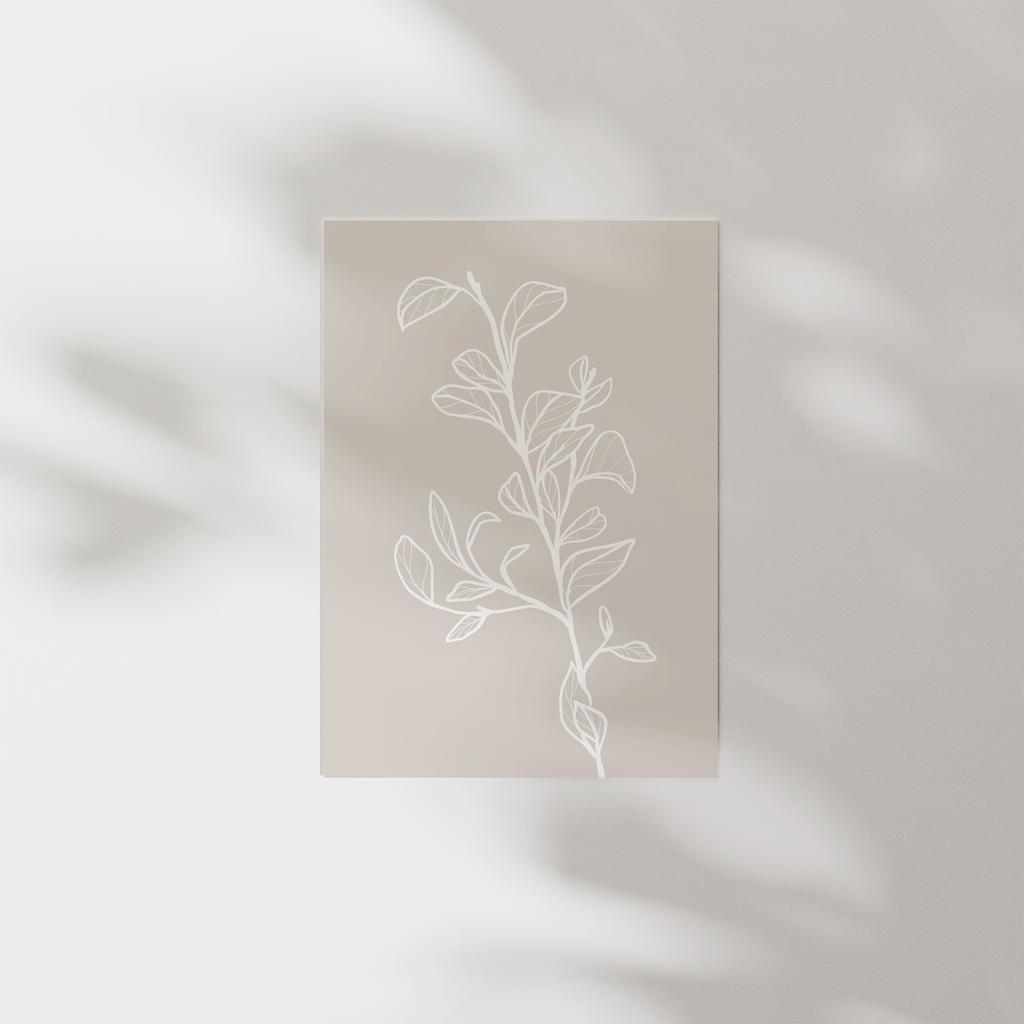 Garran branch with leaves in beige