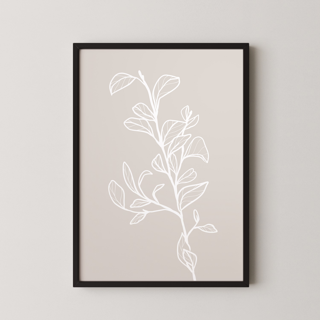 Garran branch with leaves in beige