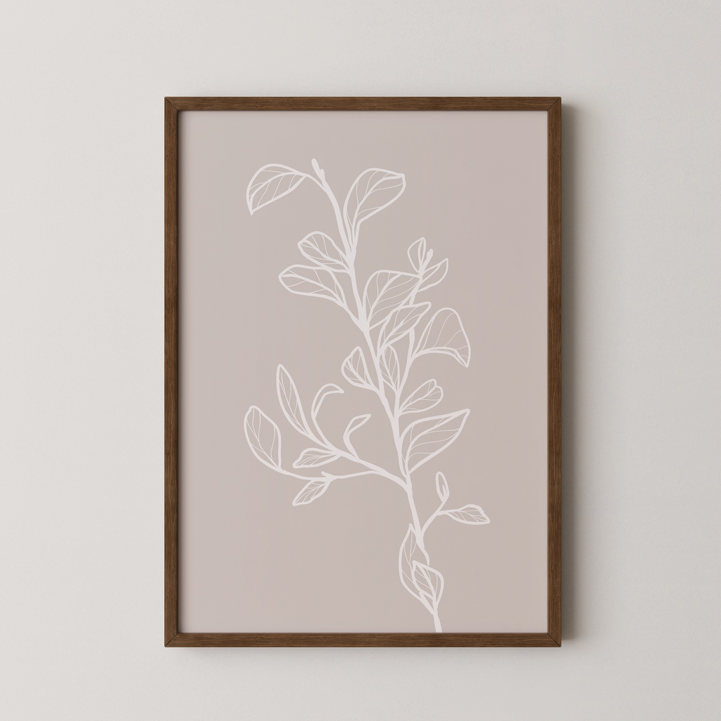 Garran branch with leaves in beige
